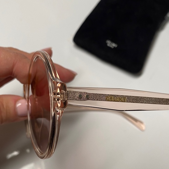 Celine Made in Italy Oversized Round Pink On Pink Sunglasses Gold Logo Inset - Picture 14 of 16